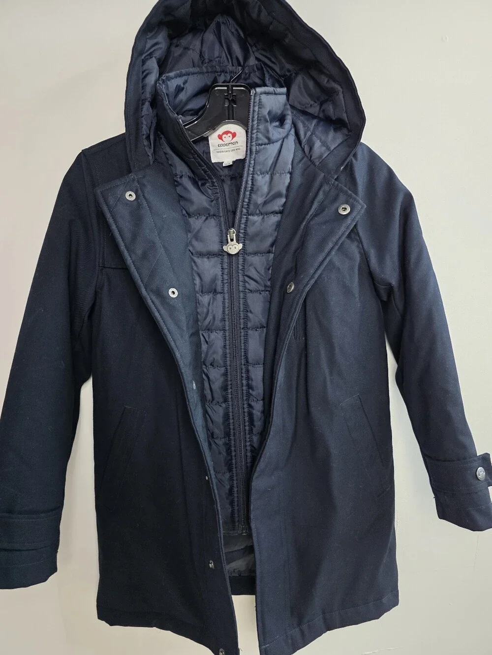 Appaman Boys Navy Hooded Puffer-Quilt Parka, Size 10